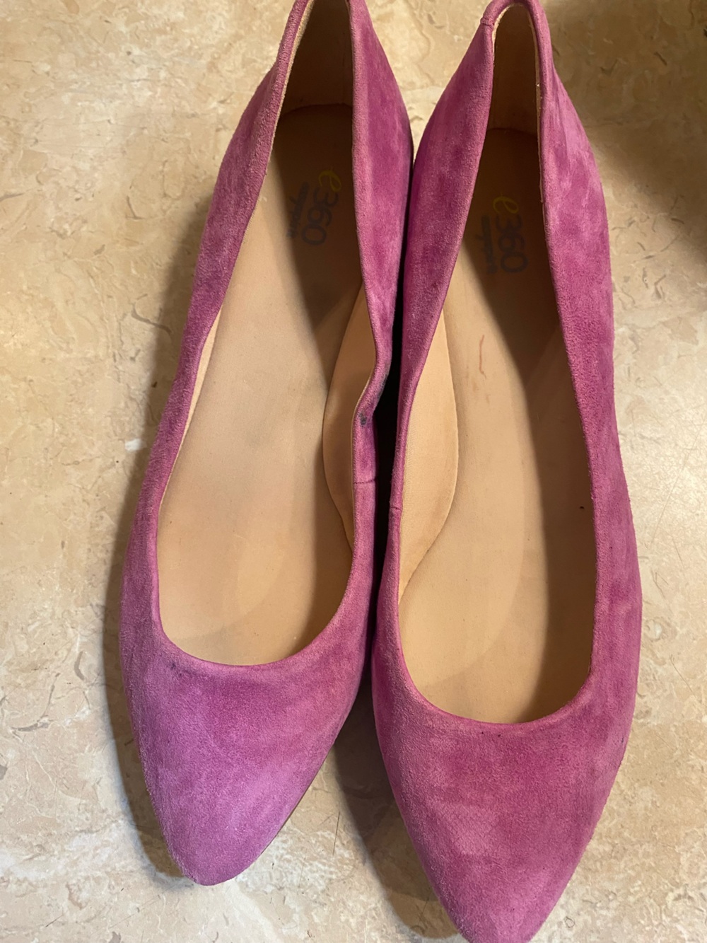 Easy Spirit Pink Suede Pointed-Toe Flats
